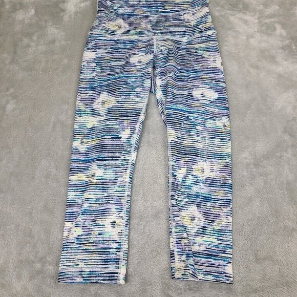Lululemon Wunder Under Women's‎ Striped Blurry Crop High Rise Size 8 Leggings - Picture 1 of 7